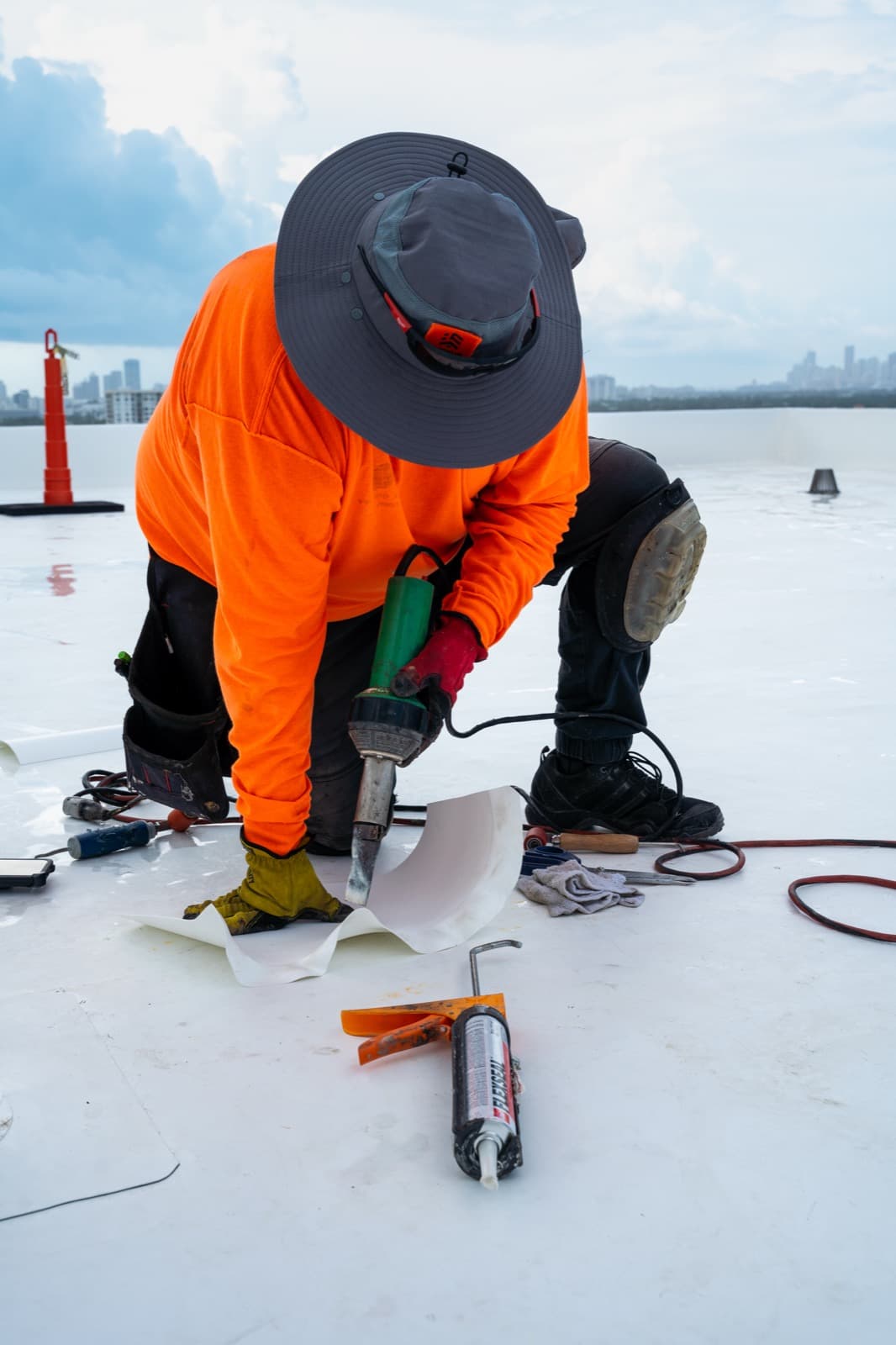 Roofing Up worker on a rooftop